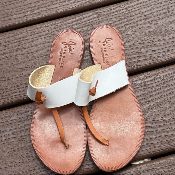 Joie A La Plage Slip On Leather Sandals in White/Brown 38 - Picture 2 of 7